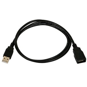 Monoprice USB 2.0 Extension Cable - 3 Feet - Black | Type-A Male to USB Type-A Female, 28/24AWG, Gold Plated Connectors - 1 of 4