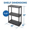 Gracious Living 4 Shelf Knect-A-Shelf Solid Light Duty Storage Unit 24 x 12 x 48" Organizer System for Home, Garage, Basement, and Laundry, Black - 3 of 4