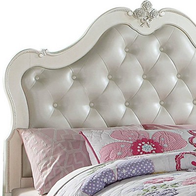 Pearl White Twin Upholstered Bed with Storage and Tufted Headboard