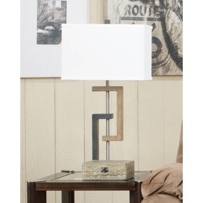 Set of 2 Syler Table Lamps Brown/Silver - Signature Design by Ashley: Modern Geometric Design, Artistic Accent, 3-Way Switch