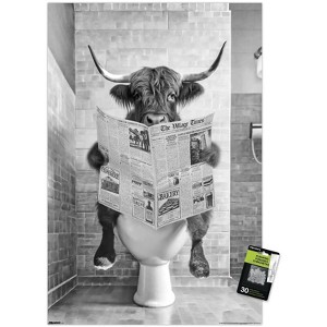 Trends International Reinders: Toilet Humor - Highlander Toilet Unframed Wall Poster Print Clear Push Pins Bundle 22.375" x 34" - 1 of 4