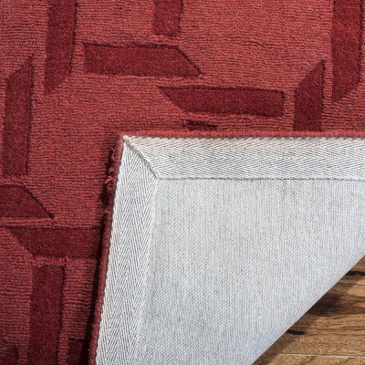 Sealing Wax Red Hand-Tufted Wool Geometric Rectangular Rug 8' x 10'