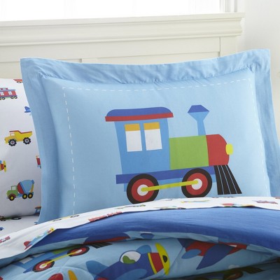 Blue Twin Cotton Kids Comforter Set with Playful Designs