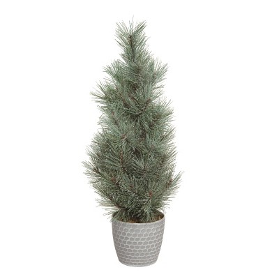 Transpac Artificial 24 in. Green Christmas Traditional Tree in Bucket