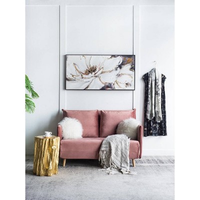 Large White and Gold Floral Canvas Print
