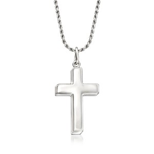 Ross-Simons Men's Sterling Silver Cross Pendant Necklace Size 22 - 1 of 2