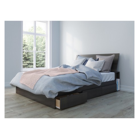 Tribeca Storage Bed And Headboard Queen, Black Queen Size Bed Frame With Drawers