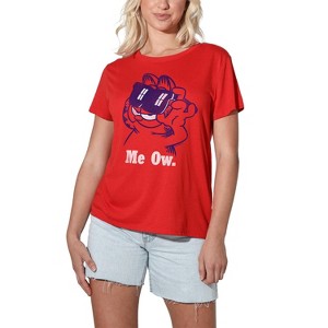 Women's Garfield Deal With It Loose T-Shirt Red - 1 of 4