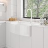 CASAINC 33'' Rectangular Curved Single Bowl Fireclay Farmhouse Apron Kitchen Sink with Grid and Drainer, Glossy White - 3 of 4
