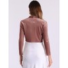 INSPIRE CHIC Women's Velvet Long Sleeve Shawl Neck Open Front Cropped Bolero Cardigan - 3 of 4