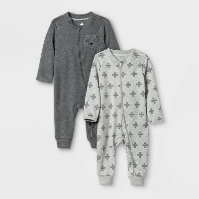 Baby Boys' 2pk Romper - Cloud Island™ Black/White Newborn