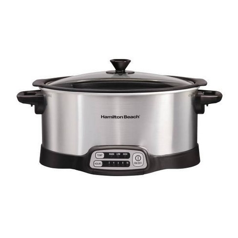 Programmable Stovetop-Safe Pot Silver/Stainless Steel DeLonghi Slow Cooker 6 Qt 