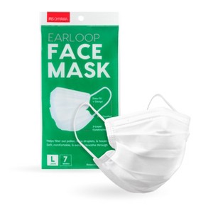 IRIS USA Earloop Face Mask 7-Piece Resealable, White - 1 of 4