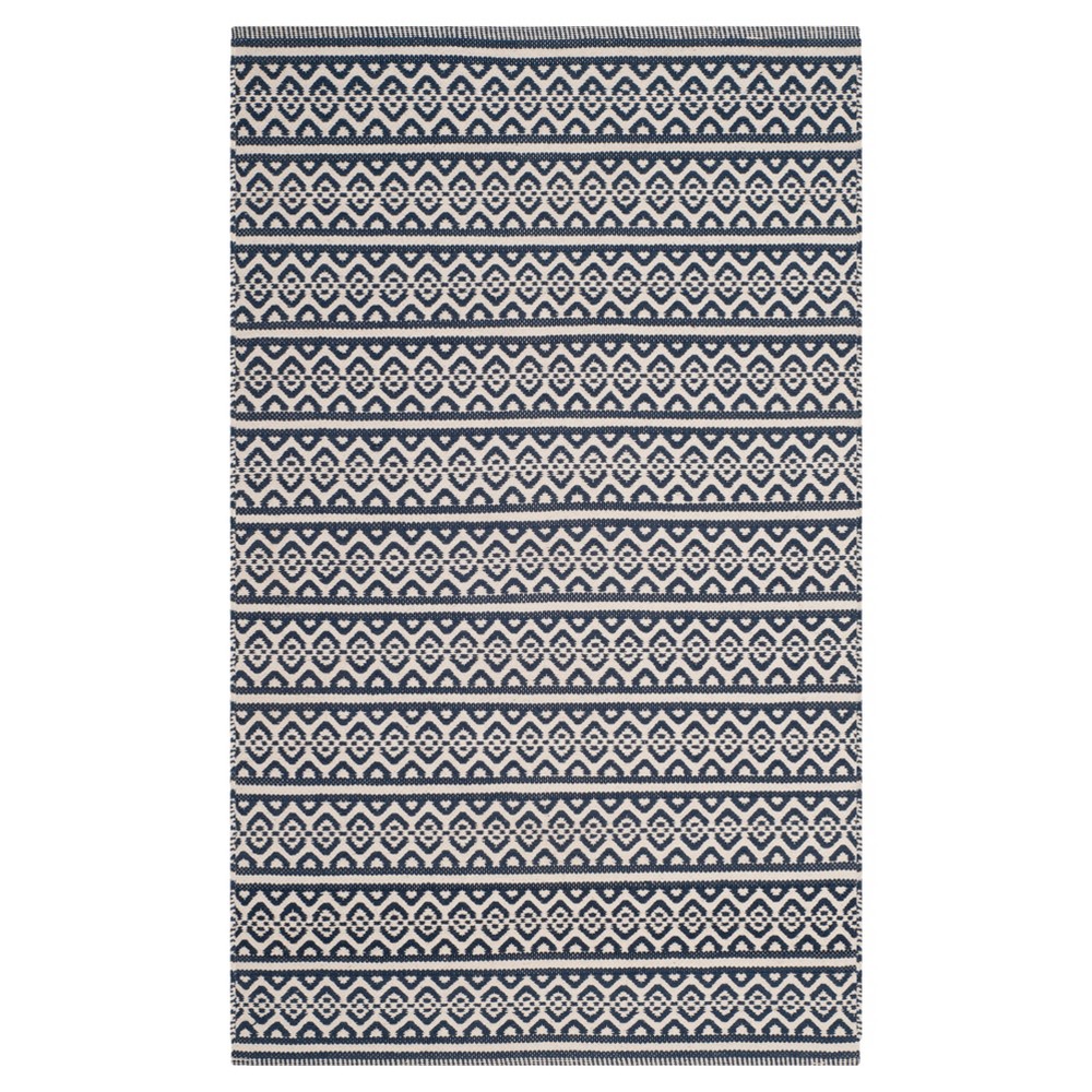 Ivory/Navy Geometric Woven Accent Rug - (3'x5') - Safavieh