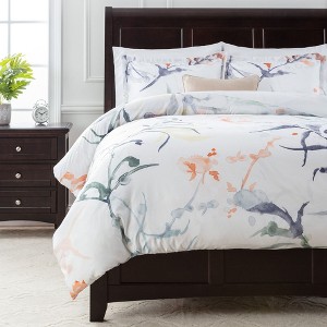 Chanasya Botanical Watercolor Splash Duvet Cover Set - 1 of 4