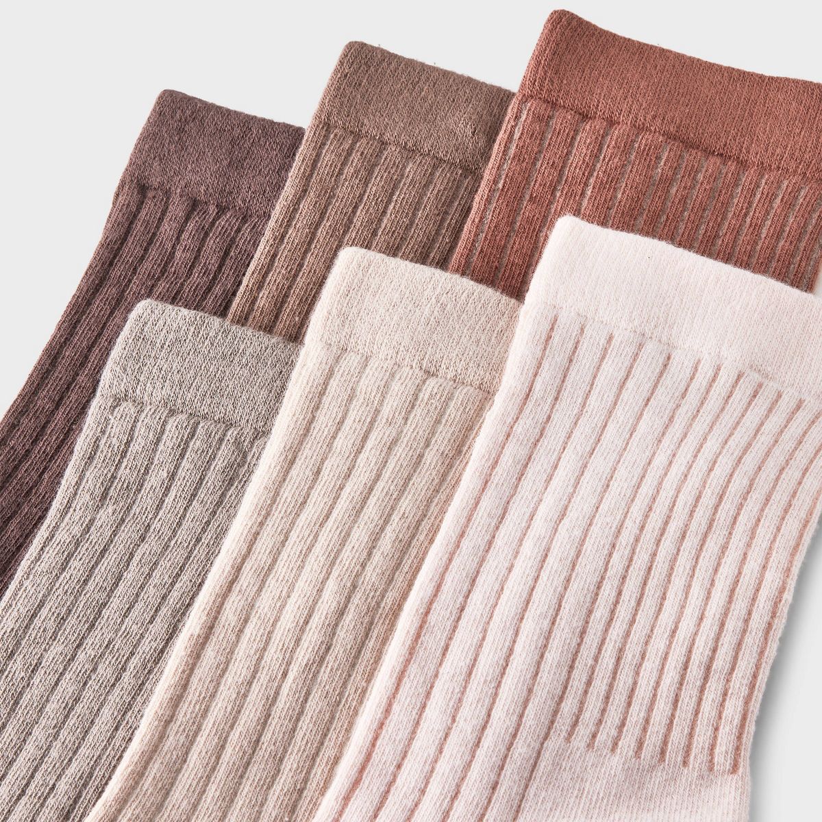 Women's Variegated Ribbed 6pk Mid Crew Socks - A New Day™ 4-10 - thumbnail 3