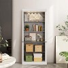 White 5-Tier Bookshelf with Doors & LED Lights, Roman Column Design Storage Cabinet, Adjustable Shelves Freestanding Bookcase for Home Office - 4 of 4