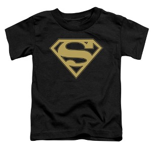 Toddler Boys' Superman Gold & Black Shield T Shirt - 1 of 2