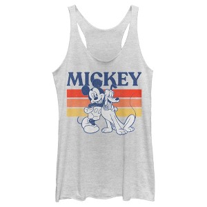 Women's Mickey & Friends Retro Pluto and Mickey Mouse Racerback Tank Top - 1 of 4