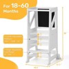 Wooden Toddler Step Stool,White Toddler Tower with Chalkboard & Whiteboard - 3 of 4
