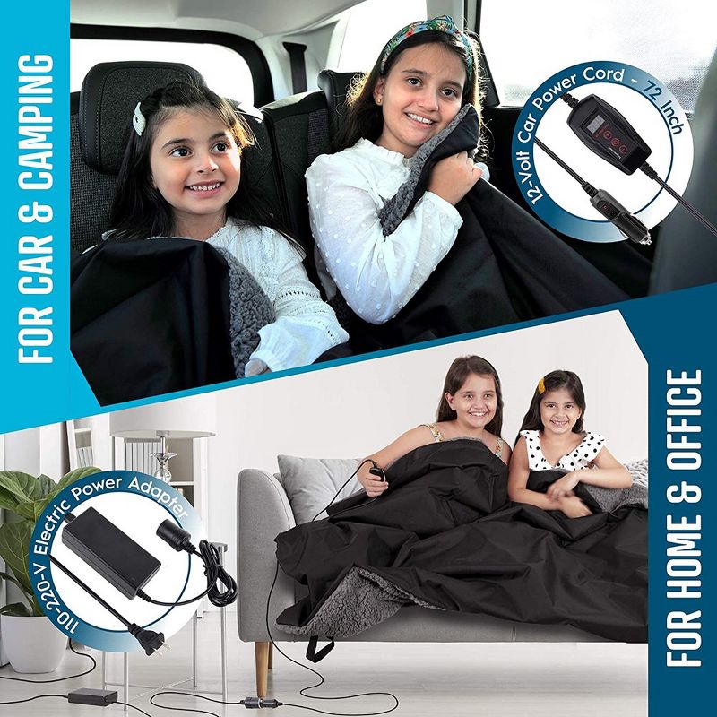 Zone Tech Faux Shearling Fleece Travel Blanket ,Grey Soft Plush Warm Comfortable Car Seat 59"x43” Blanket, Great for Winter, Home, Office and Camping, 6 of 10