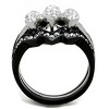 Slickblue Women’s Zig-Zag Design Ring Stainless Steel Ring with Pear-Cut CZ Stones, Black, Size 5–10 - 3 of 4