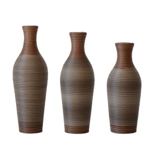 Infurnic Decorative Vases Set of 3 Designer Vases Artificial Rattan Vases for Living Room, Entryway, or Hallway, Brown, 24.8"*9.84"*29.72" - 1 of 4