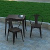 Emma and Oliver Set of Two Modern Weather and Rust Resistant Steel Stacking Chair with Arms and Polyresin Seat and Back for Indoor and Outdoor Use - 3 of 4