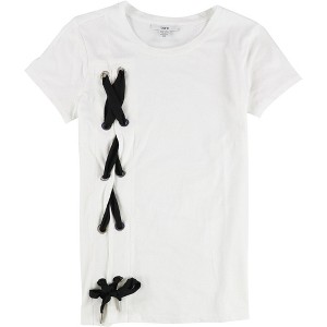 bar III Womens Lace Up Basic T-Shirt - 1 of 2