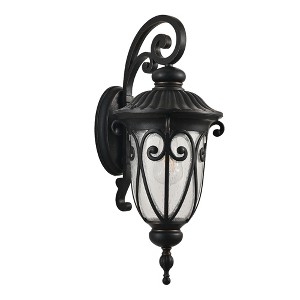 Gulches Outdoor Wall Lights - 23" Classic Black Vintage Lantern with Bubble Glass for Porch and Patio - 1 of 4