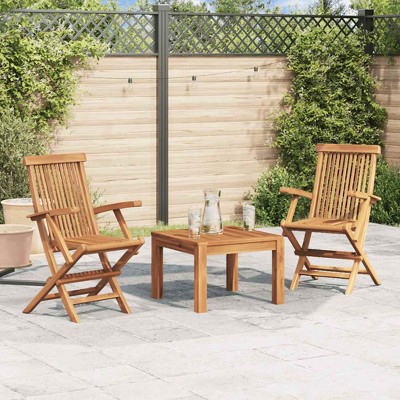 VidaXL Folding Patio Chairs 2 pcs Solid Teak Wood