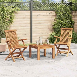 VidaXL Folding Patio Chairs 2 pcs Solid Teak Wood - 1 of 4