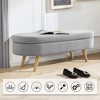 QingMoon Oval Hidden Storage Bench, Upholstered Boucle Fabric Ottoman, End of Bed Bench with Wood Legs for Living Room, Entryway and Bedroom - 4 of 4