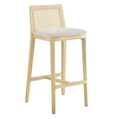 Modway Monarch Wood Bar Stool with Cane Rattan Back & Padded Seat