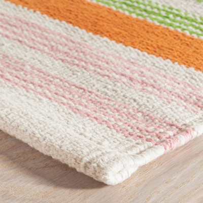 Spring Stripe Handwoven Cotton and Synthetic Reversible Rug 4' x 6'