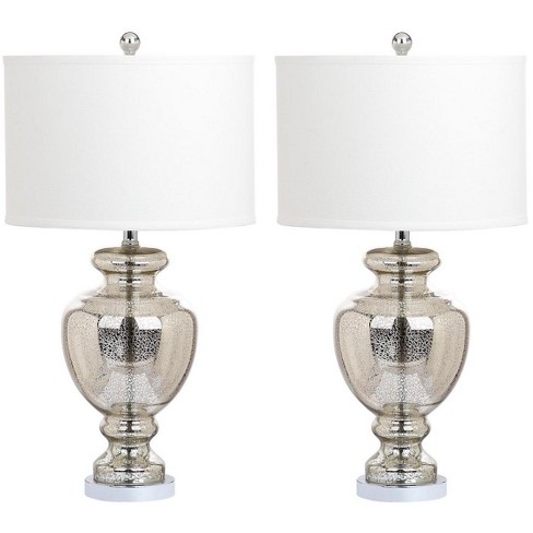 Morocco Mercury 28 Inch H Glass Table Lamp (set Of 2) - Silver/ivory ...