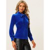 INSPIRE CHIC Women's Vintage Solid Gothic Velvet Dressy Bow Tie Neck Business Shirt - 4 of 4