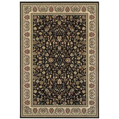 Oriental Weavers Kashan 108B1 Black/ Ivory Indoor Area Rug - 3'10" x 5'5"
