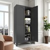 ORRD 61" White Metal Storage Cabinet with 2 Doors & Adjustable Shelves, Freestanding Wardrobe for Bedroom, Living Room, Office Organizer - 2 of 4