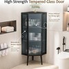 QingMoon Corner Cabinet, Floor Storage Cabinet, Narrow Organizer with Fluted Glass Door and Shelves for Bathroom and Laundry Room - 3 of 4
