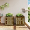 vidaXL Garden Planters Decorative Outdoor Flower Box 2 pcs - Rustic Brown Impregnated Pine Wood - 23.6 x 23.6 x 23.6 inches - 3 of 4