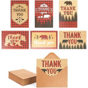 Pipilo Press 48-Pack Blank Thank You Cards with Kraft Envelopes, Buffalo Plaid Design (4 x 6 In) - 1 of 4