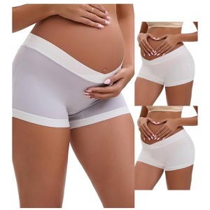 INSPIRE CHIC Women's Low Waist Under the Bump Maternity BoyShorts Pregnancy Seamless Ladies Panties 3 Packs - 1 of 4