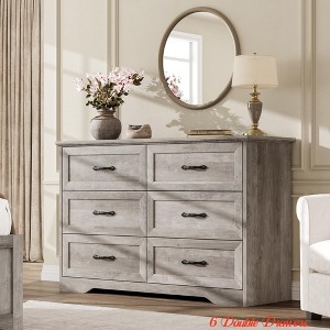 Bedroom Farmhouse 5/6 Drawers Dresser for Bedroom, 44''/ 47.2'' Tall Chest of Drawer, Wooden Vertical Dresser with Metal Handles and Stable Base - 1 of 4