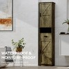 GlasFlength Decorative Storage Cabinets 69" H Tall Bathroom Storage Cabinet with 2 Barn Doors and 1 Drawer Narrow Storage, Brown, 16.34"*7.09"*48.03" - 3 of 4