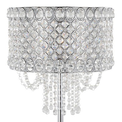 Polished Chrome Crystal Droplets 60" Chandelier Floor Lamp