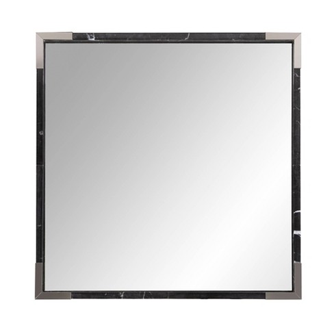 Howard Elliott 23"x23" Marbled Square Framed Mirror with Stainless Steel Accents Black - image 1 of 4