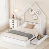 YNXARIA White Wood Queen House Platform Bed Equipped with Guardrails and 2 Drawers - 2 of 4