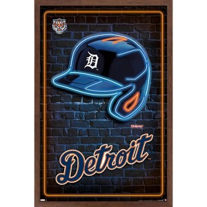 Trends International MLB Detroit Tigers - Neon Helmet 23 Framed Wall Poster Prints - 1 of 4