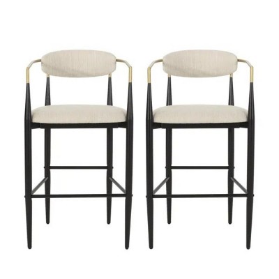Barstools Set of 2, Counter Height Upholstered Bar Stools with Backs and Iron Legs